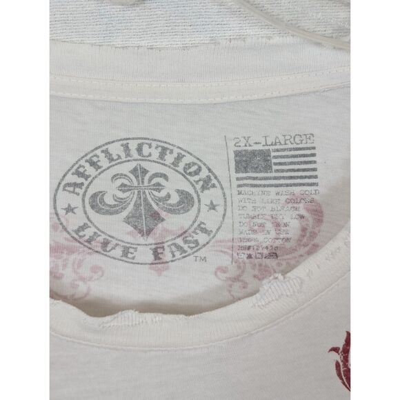 Affliction Live Fast Tried True Graphic Print Distressed T-Shirt Men's Size 2XL - Picture 5 of 13